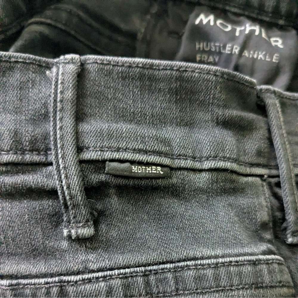 MOTHER Hustler Ankle Fray Jeans Not Guilty Washed Black Flare Size 26 - Picture 6 of 12